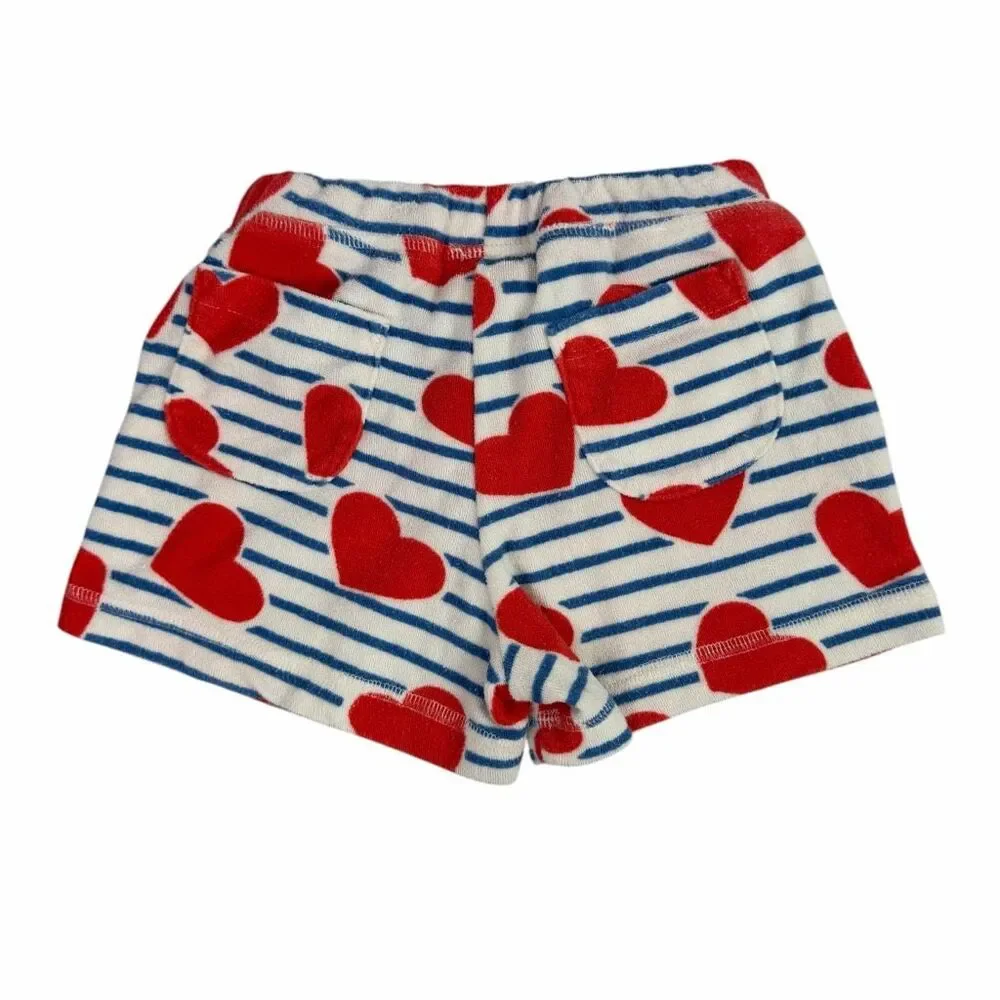 Mini Boden size 6 Year Terry Heart Striped Shorts - Picture 2 of 6